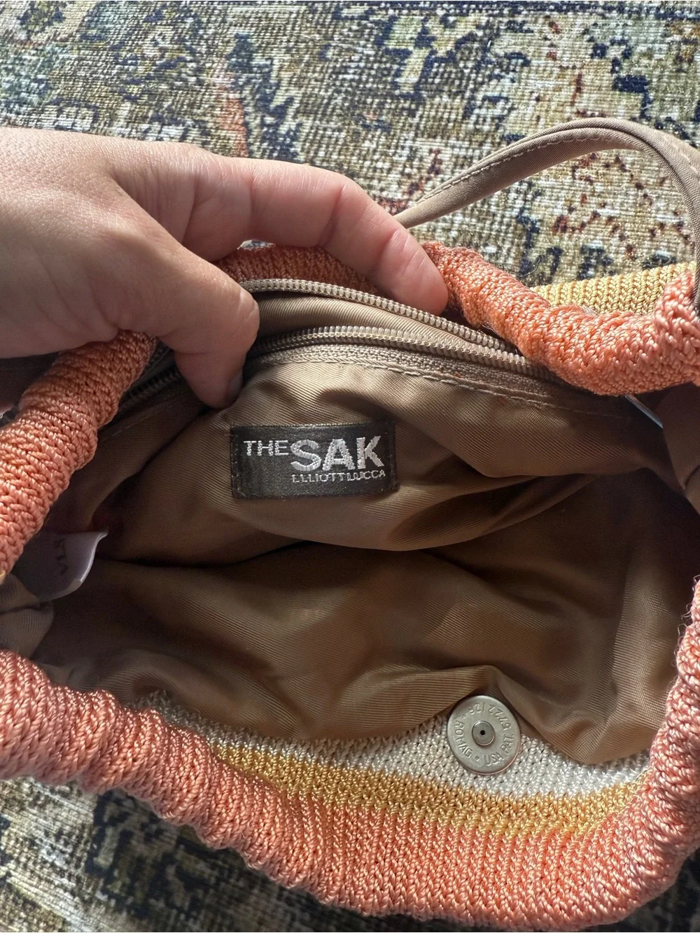 Striped Knit Shoulder Bag - Pastel Boho Crochet Handbag The Sak